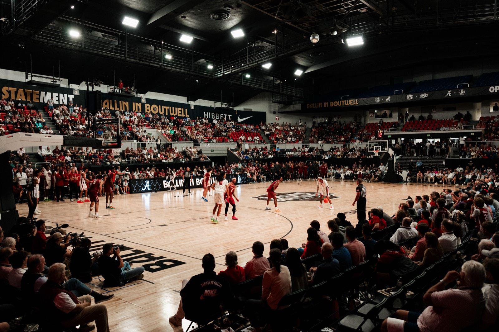 Courtside at Boutwell - photographers and fans right on the floor as the game runs.